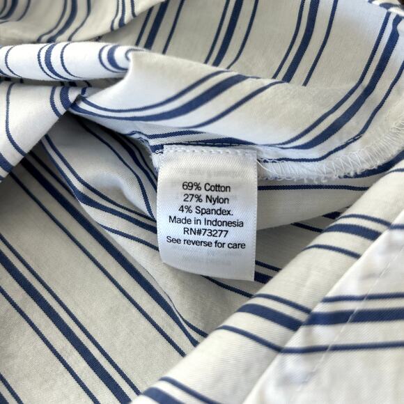 NWOT Nine West Striped Button Down Shirt Small Blue Long Sleeve Classic Work Top - Picture 7 of 12